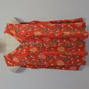 Rose + Olive Sleeveless V-Neck Floral Tank Top Blouse Plus Size 2X Spring Summer